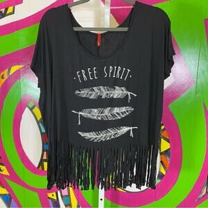 Plus, Free Spirit, Dolman Style Shirt with Fringe and Glitzy. Size 1X. New cond!
